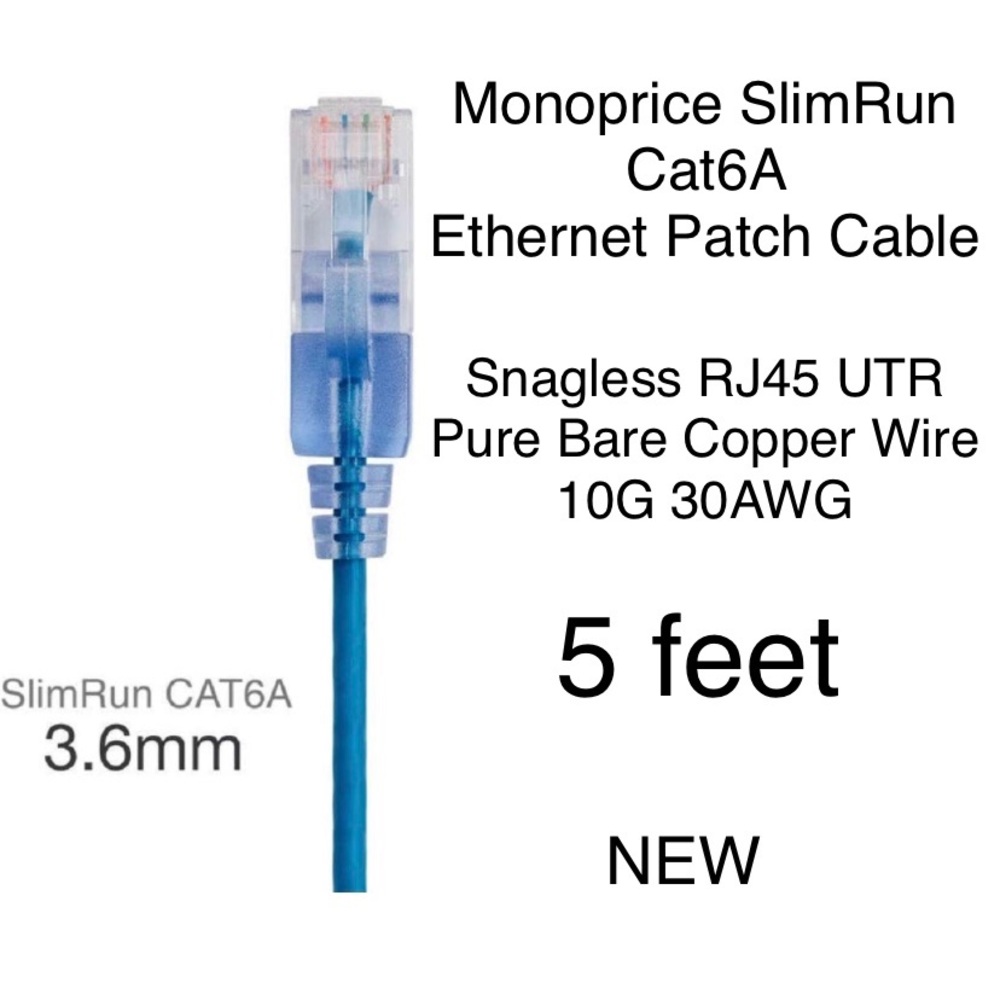 5’ Monoprice SlimRun Cat6A Ethernet Patch Cable